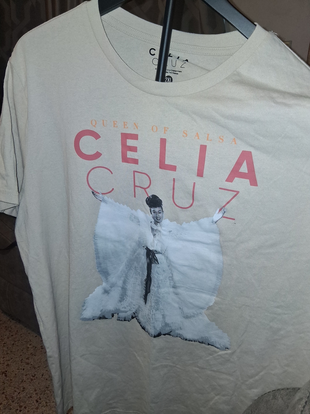 Celia Cruz Graphic Tee - Beige with Black Print